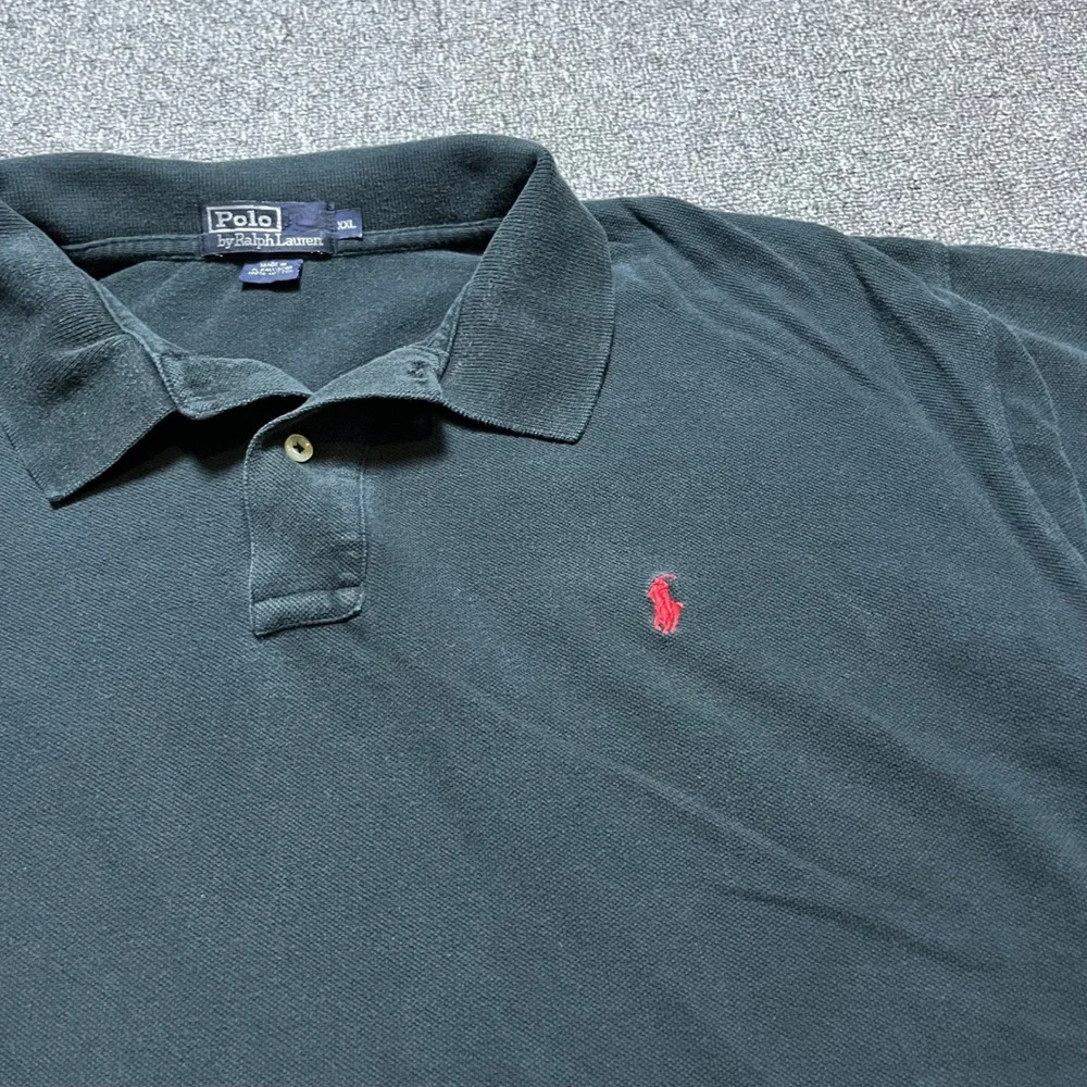 Polo Ralph Lauren Shirt XXL Black Red Pony Pique Cotton Short Sleeve Polo